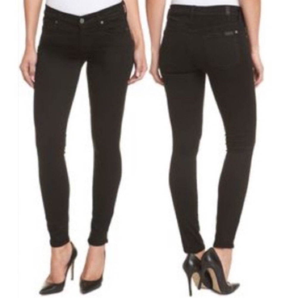 7 For All Mankind Black Denim Skinny Solid Jean 32